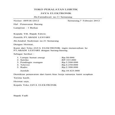 Toko peralatan lisrtik