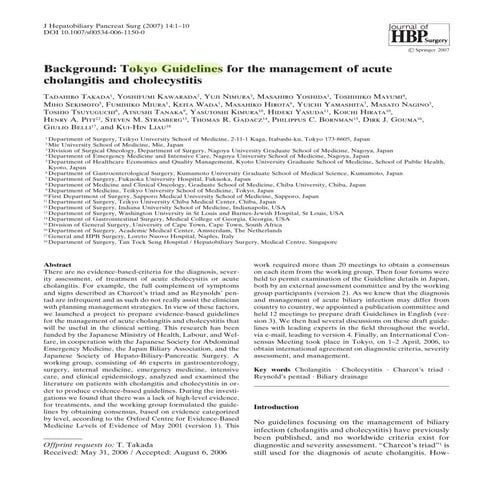 Tokyo guidelines for cholangitis and cholecystitis 