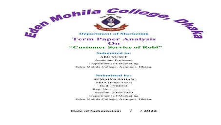 College Term Paper Cover Page