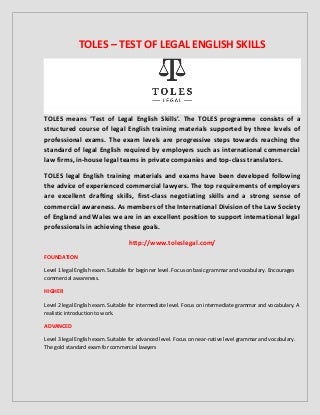 TEST OF LEGAL ENGLISH SKILLS