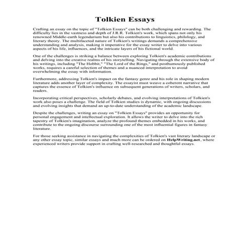 Tolkien Essays. Treasure trove of unseen J.R.R. Tolkien essays on Middle-eart...