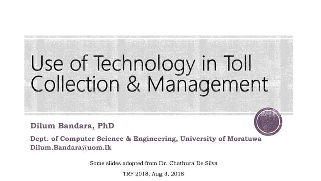 Use of Technology in Toll Collection Management Circuit Diagram