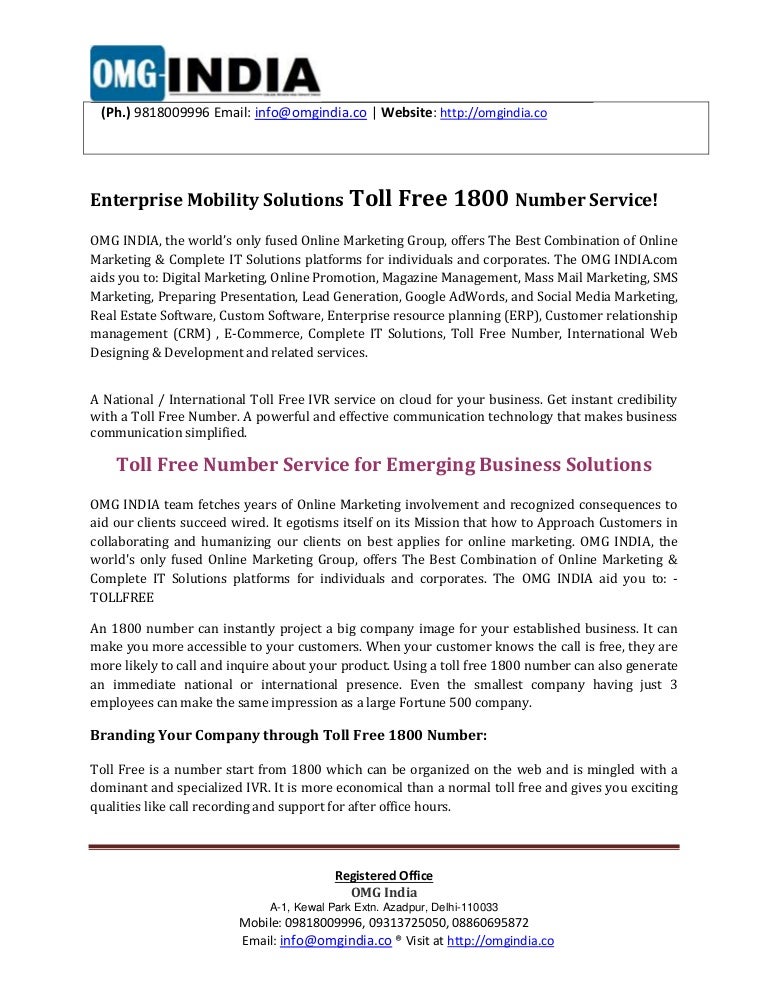 Toll Free 1800 Number Services