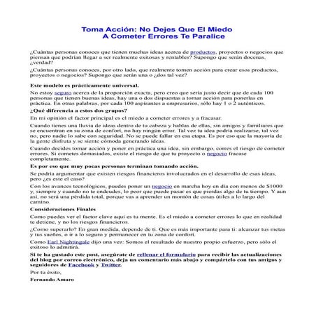 Toma Acción: No Dejes Que El Miedo A Cometer Errores Te Paralice