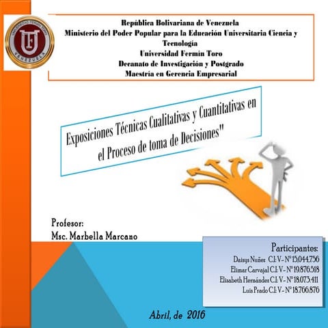 Presentaciones Tecnicas Cualitativas y cuantitativas de la Toma de Decisiones. 