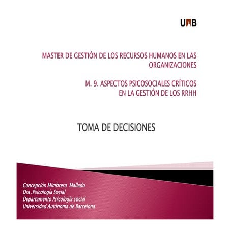 Toma de decisiones Psicología General