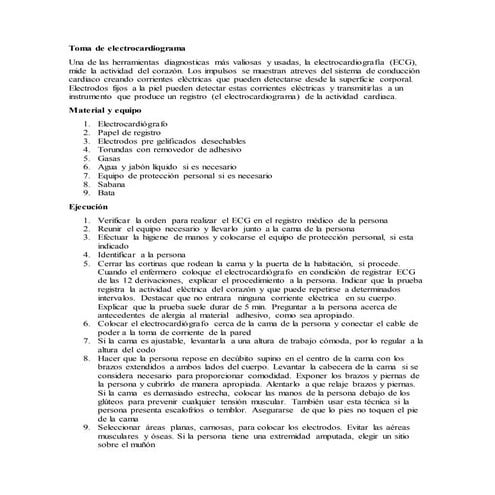 Toma de electrocardiograma