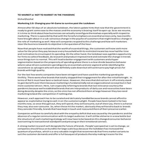 To market or not to market