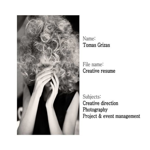 Tomas Grizas creative resume 2012 - creative direction
