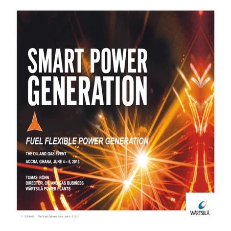 Tomas Ronn, Director of Oil & Gas Business at Wartsila - Smart power generation