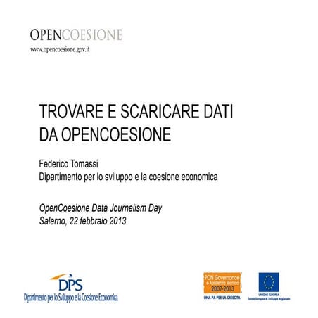 OpenCoesione DJD 2013 - Trovare e scaricare dati da OpenCoesione