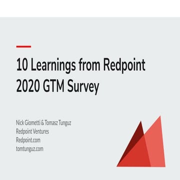 Tomasz Tunguz - 10 Learnings from Redpoint 2020 GTM Survey