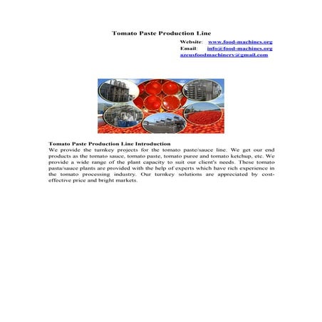 Tomato paste production line