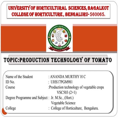 Tomato production technology