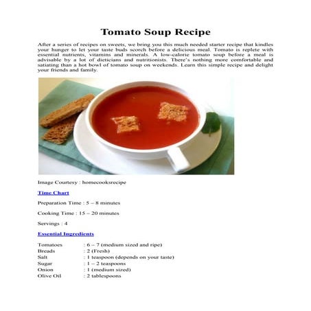 Tomato soup recipe | PDF