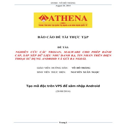 Tạo mã độc trên vps để xâm nhập android - Nguyen Xuan Ngoc