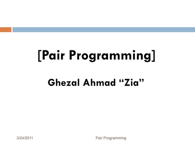 How does pair programming work?