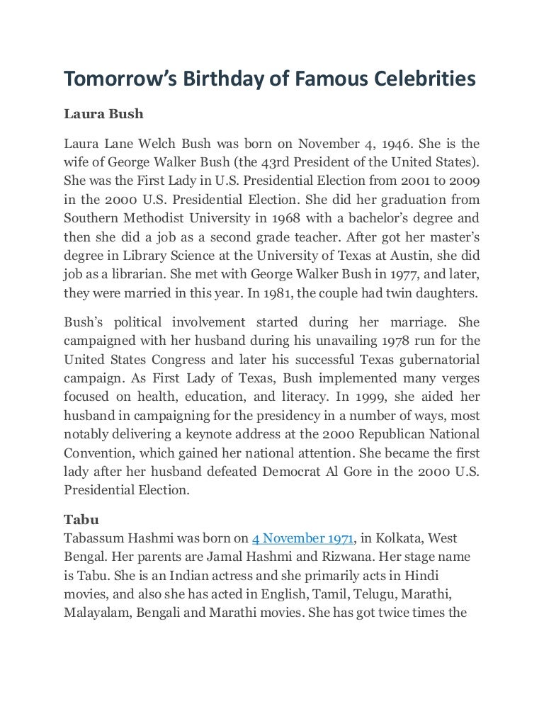 Tomorrow’s birthday of famous celebrities