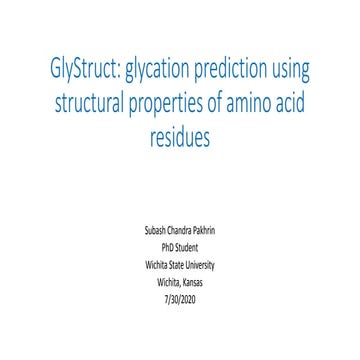 Torsion Angles, ASA Used for prediction of Non - Enzymatic PTM