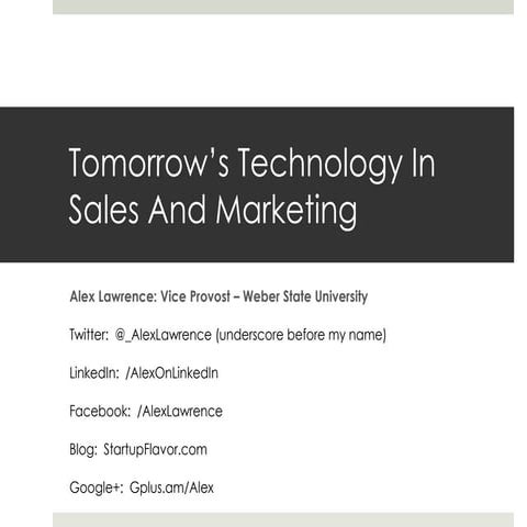 Tomorrow's technology in sales and marketing (nye 1 26-12)