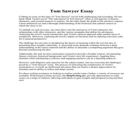 Tom Sawyer Essay