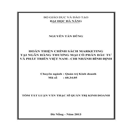 Luận văn: Hoàn thiện chính sách marketing tại Ngân hàng BIDV