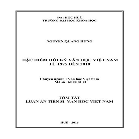 Luận án: Đặc điểm hồi ký văn học Việt Nam từ 1975 đến 2010