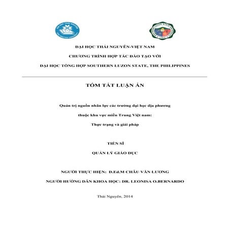 Luận án: Quản trị nguồn nhân lực các trường ĐH ở miền Trung