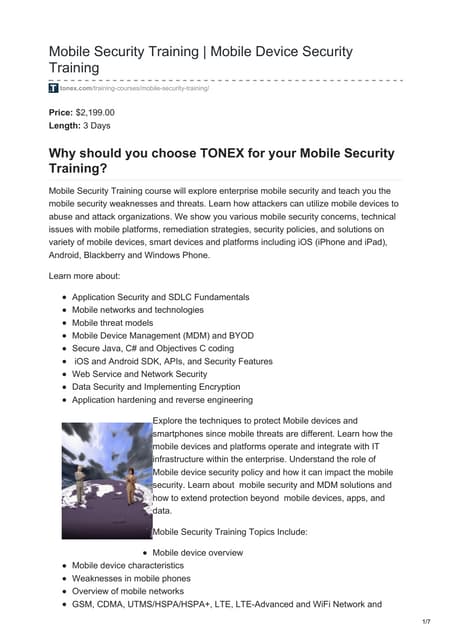 Mobile Security Training, Mobile Device Security Training