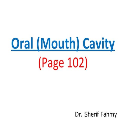 Oral Cavity & The Tongue (Anatomy of the Neck)