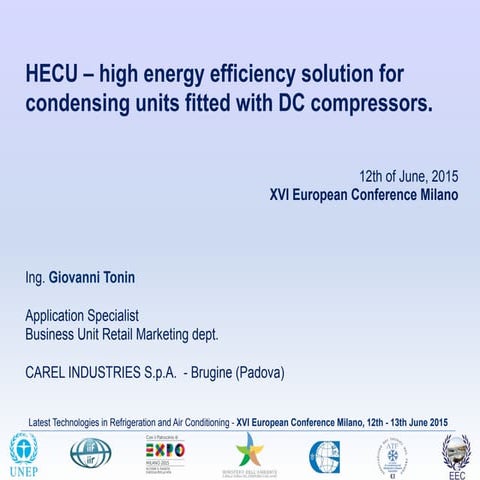 Hecu – high energy efficiency solution for condensing units fitted with DC co...