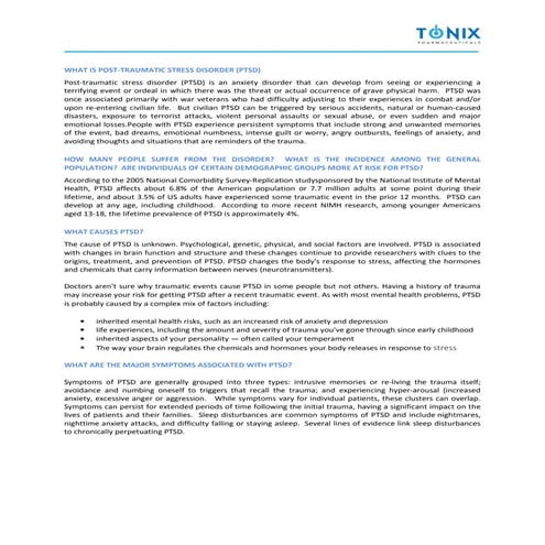 Tonix PTSD Backgrounder