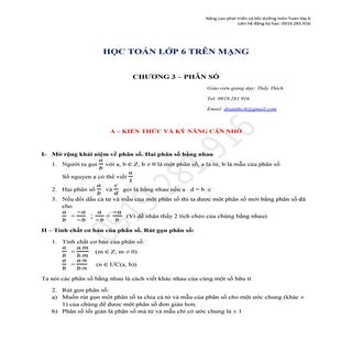 Toán lớp 6 - Chương 3 - Phân số