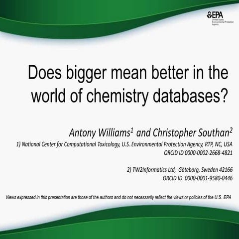 Quality and noise in big chemistry databases
