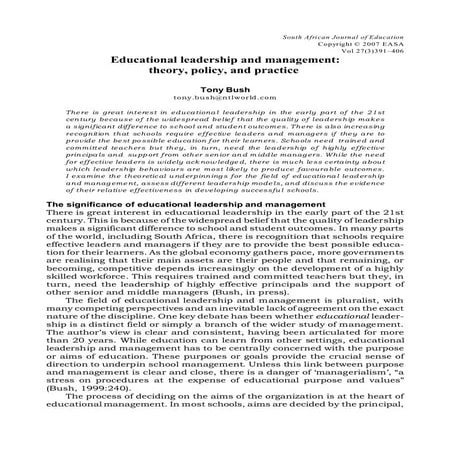 work of leadership by Tony bush Tony bush work