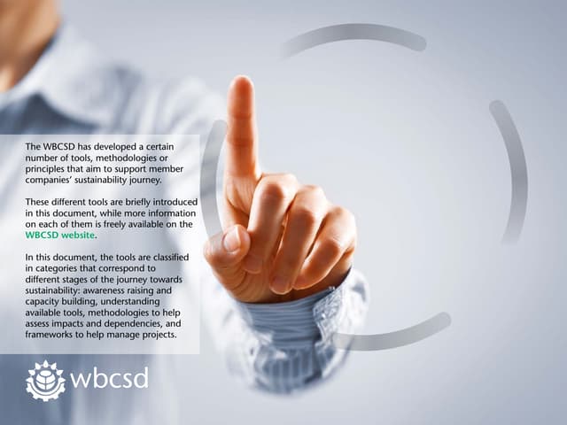 Tool box for sustainable work,workshop,  studies and understanding-  World Business Council for Sustainable Development