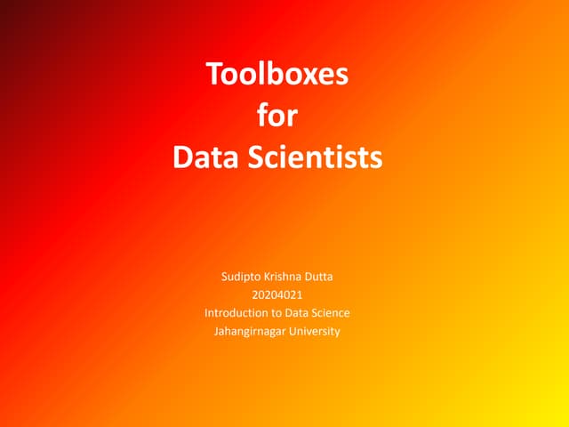 Toolboxes for data scientists