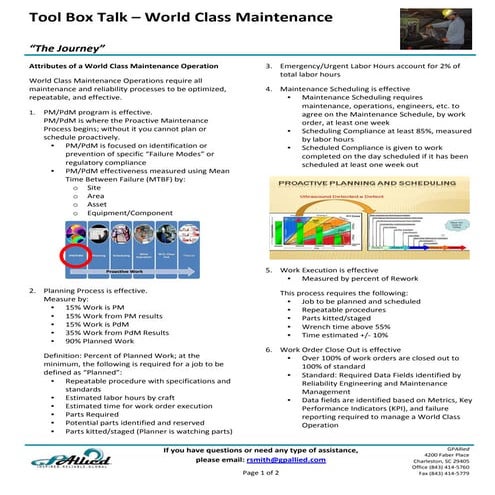 Tool Box Talk - World Class Maintenance   Edited