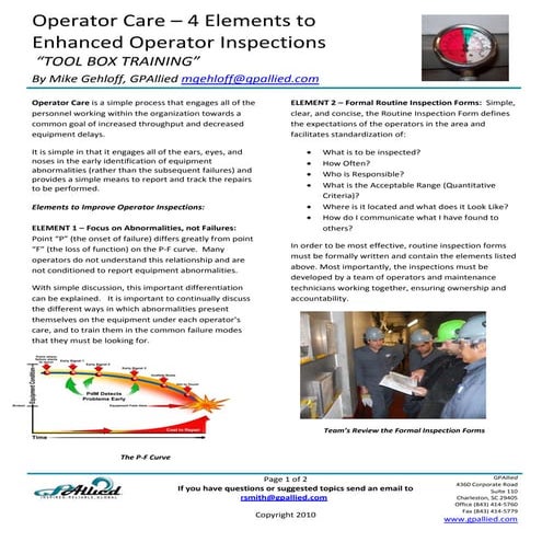 Tool Box Training-Operator Care