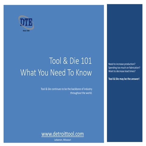Tool & Die 101 - What You Need to Know