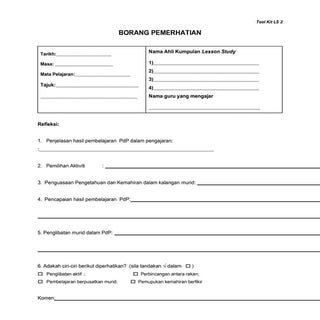 Lesson Study : Tool Kit 2 (Borang P...