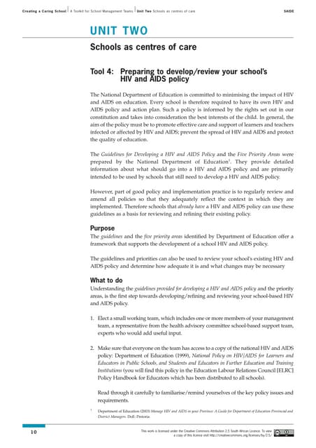 Toolkit: Unit 2 - Schools as centres of care.