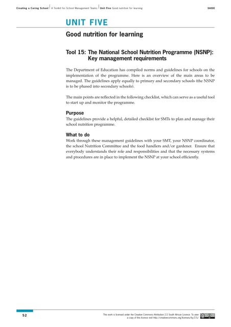 Toolkit: Unit 5 - Good nutrition for learning.