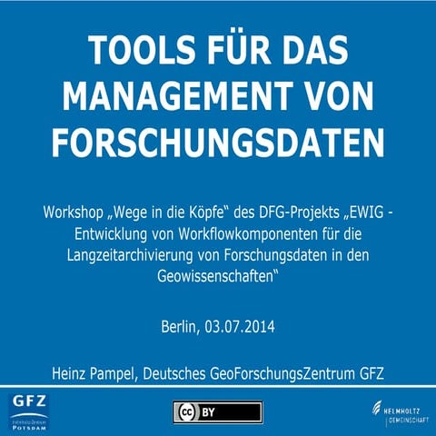 Tools für das Management von Forschungsdaten