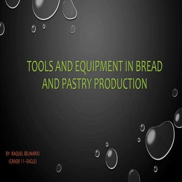 Tools and equipment in bread and pastry production