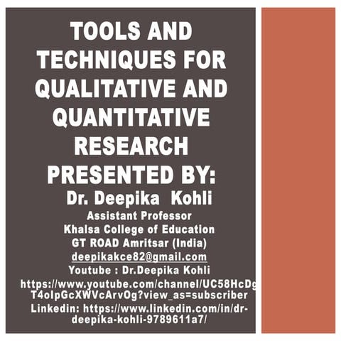 Tools and techniques in qualitative and quantitative research | PPT