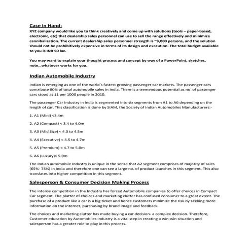 Tools for effective automobile sales