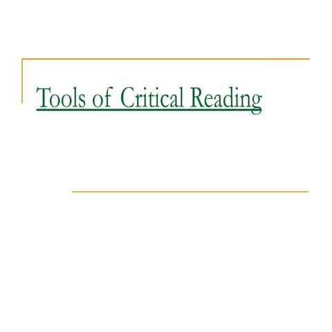 Tools of critical reading