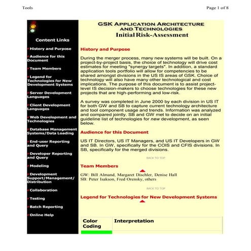 Tools Risk Analysis - Initial Merger Assessments