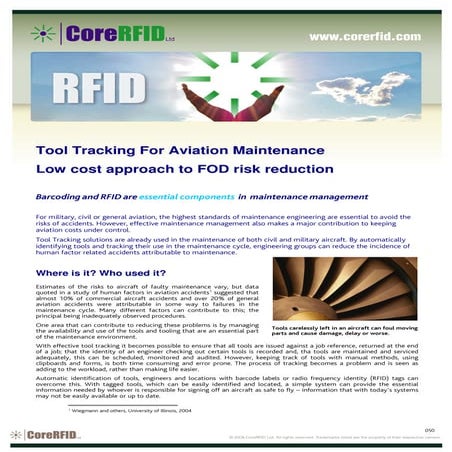 Tool track for aviation rfid